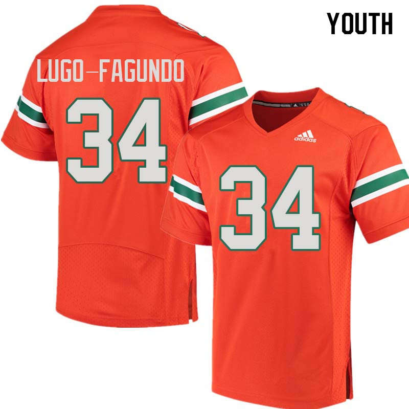 Youth Miami Hurricanes #34 Elias Lugo-Fagundo College Football Jerseys Sale-Orange - Click Image to Close